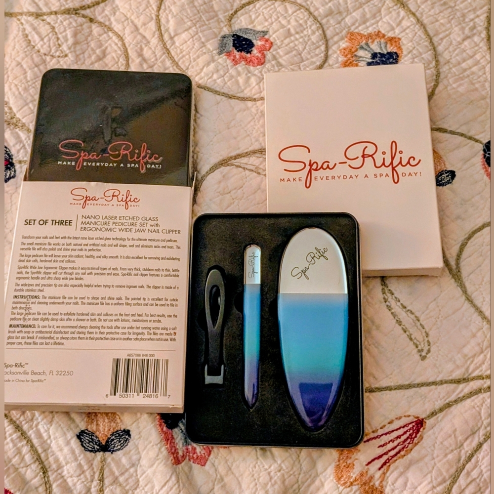 Spa-Rific Ergonomic 3Pc Nail File & Clipper Set with Case